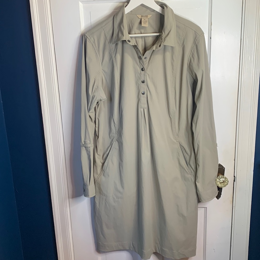 Duluth Trading Co. Women’s Khaki Tan Long Sleeve Ripstop Dress Size XL